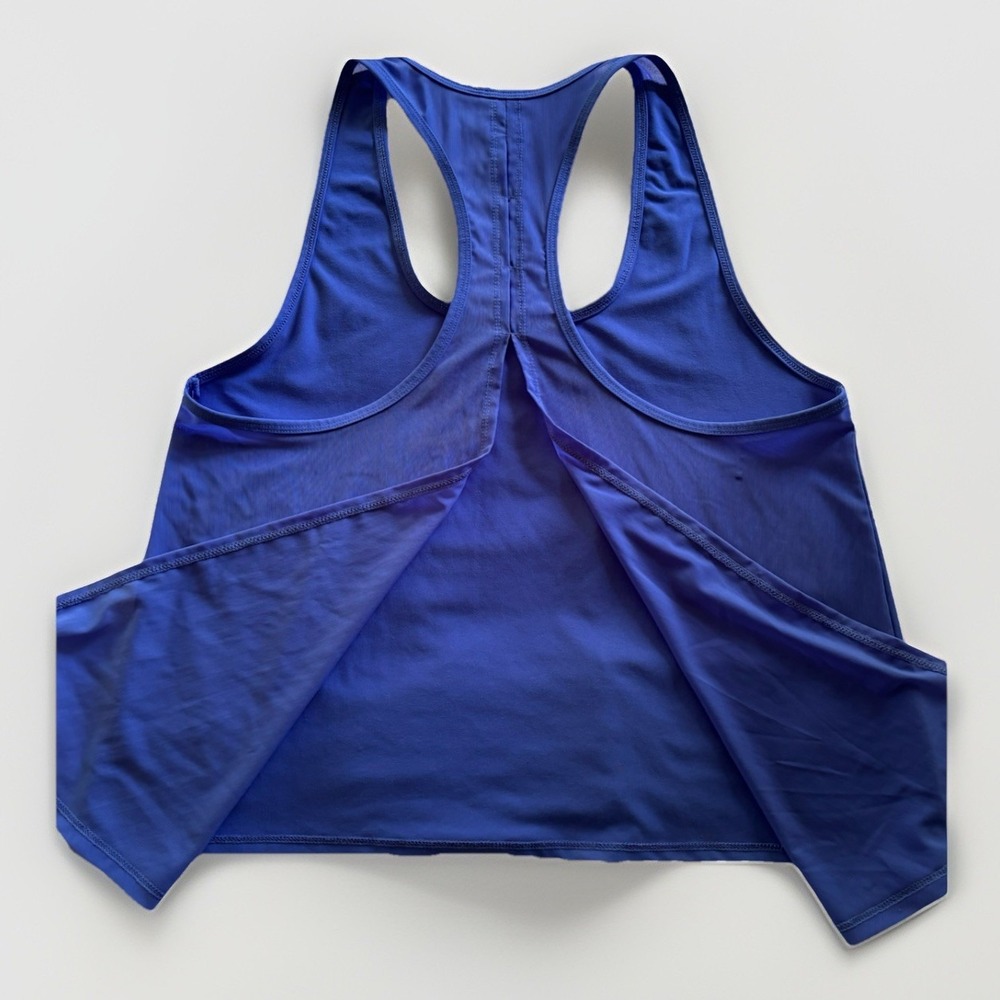 Guru Active Split Racerback Workout Tank Top Large Blue Mesh Back Yoga Pilates